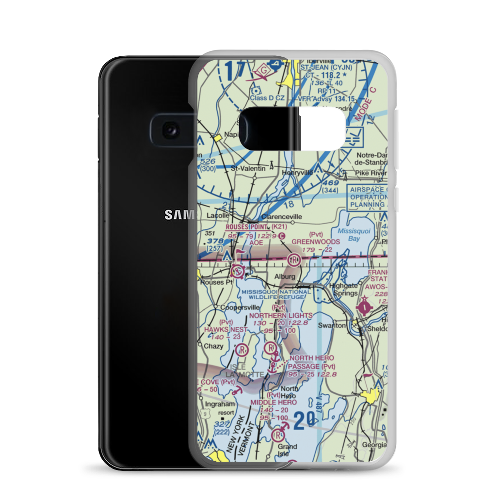 Greenwoods Airfield (VT38) VFR Sectional Samsung Case Samsung Galaxy S10e model shown