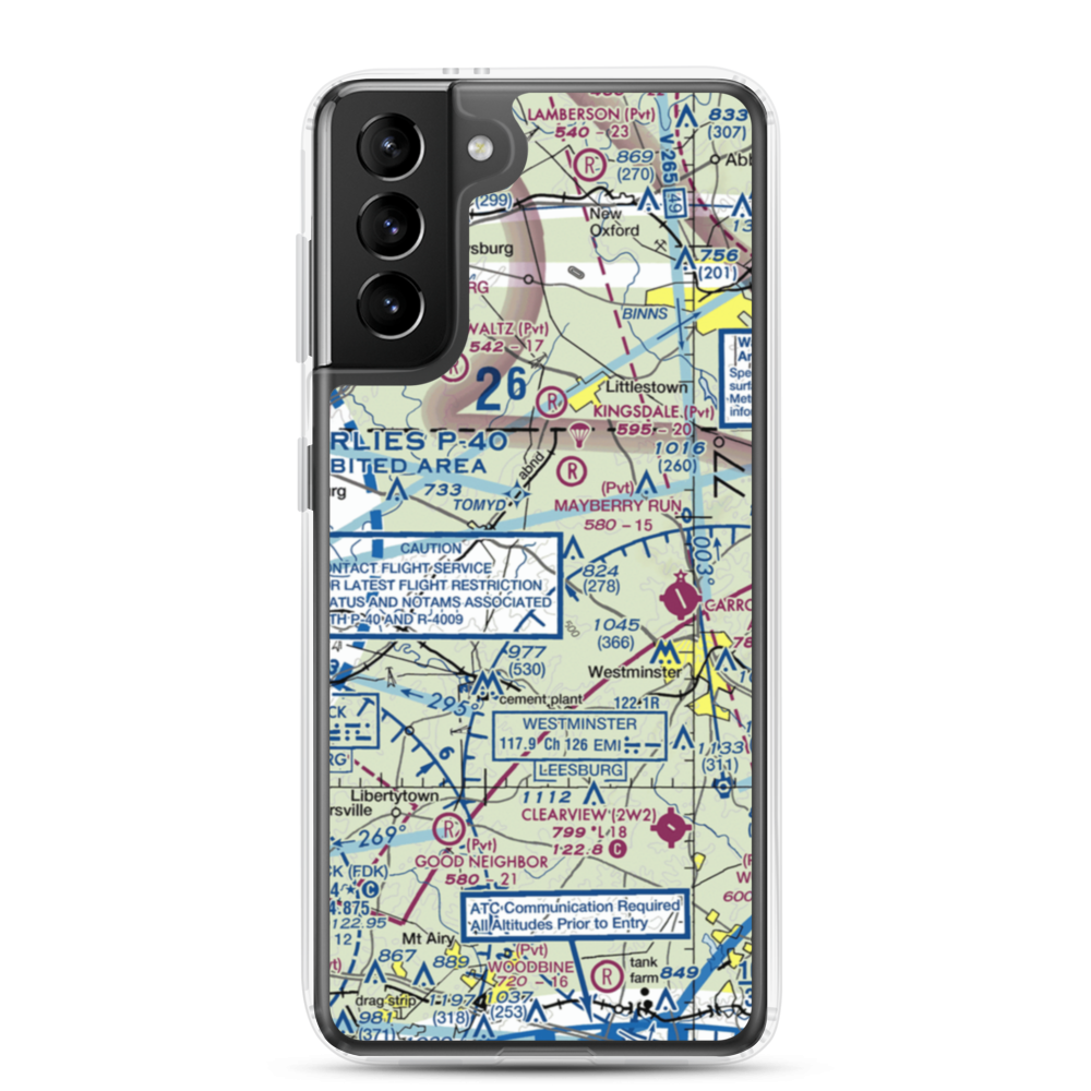 Greer Airport (MD20) VFR Sectional Samsung Case Samsung Galaxy S21 Plus model shown