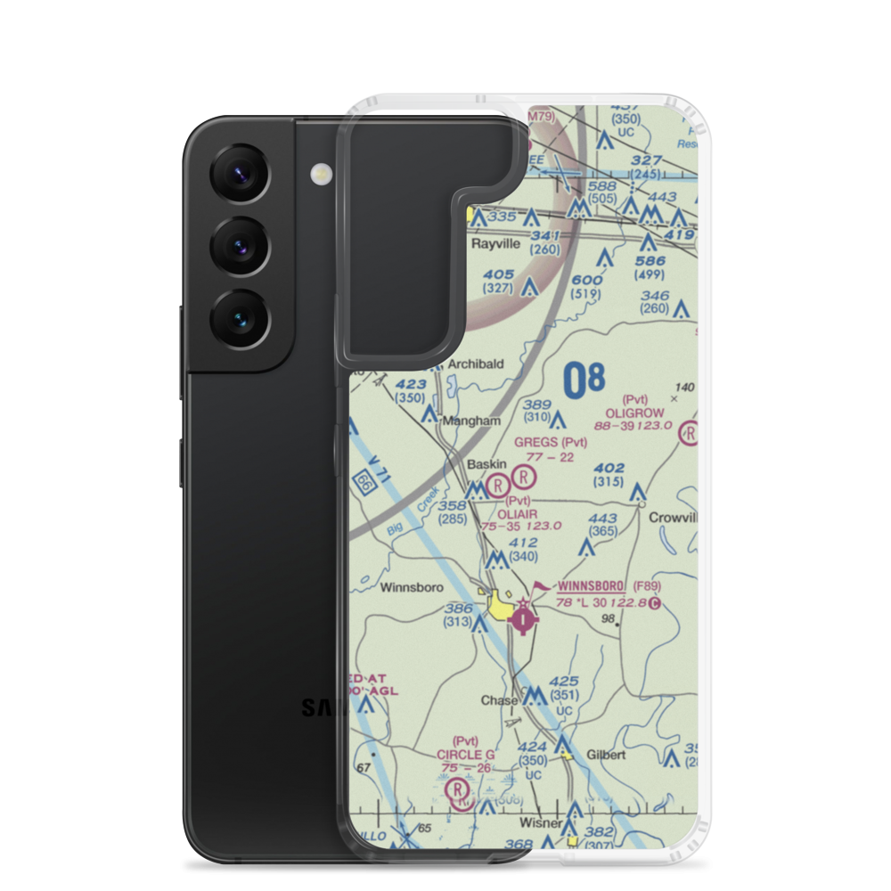 Greg's Flying Service Airport (05LA) VFR Sectional Samsung Case Samsung Galaxy S22 model shown