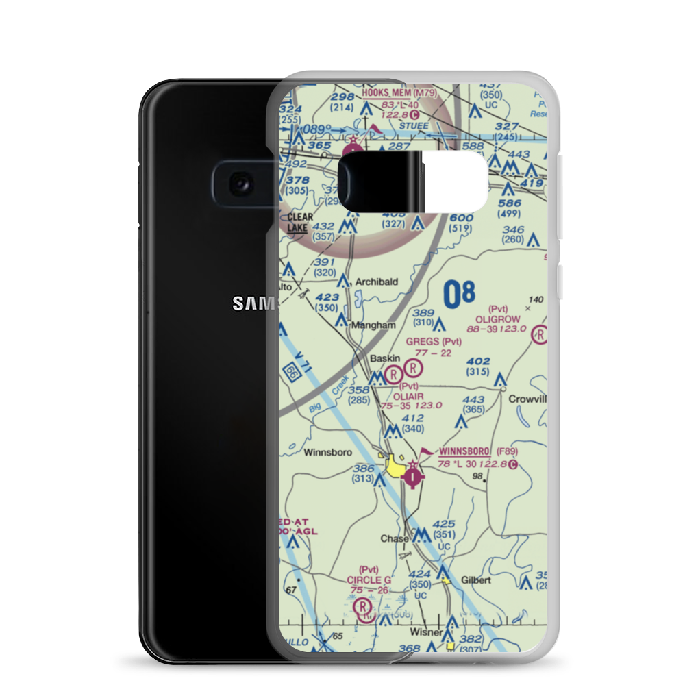Greg's Flying Service Airport (05LA) VFR Sectional Samsung Case Samsung Galaxy S10e model shown