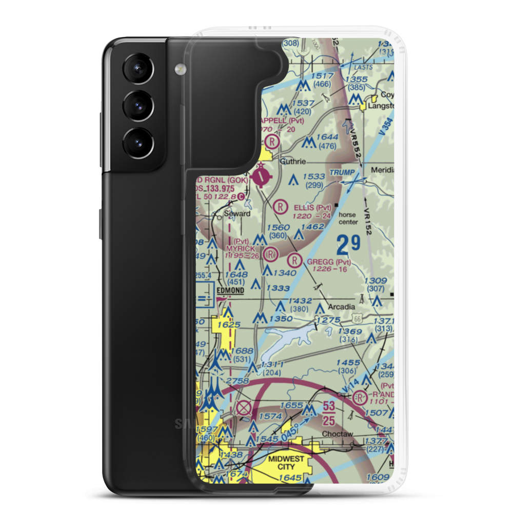 Gregg Airport (7OK1) VFR Sectional Samsung Case Samsung Galaxy S21 Plus model shown