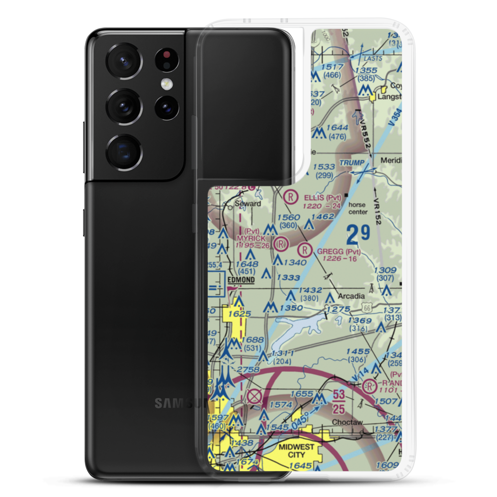 Gregg Airport (7OK1) VFR Sectional Samsung Case Samsung Galaxy S21 Ultra model shown