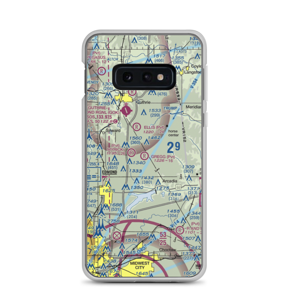 Gregg Airport (7OK1) VFR Sectional Samsung Case Samsung Galaxy S10e model shown