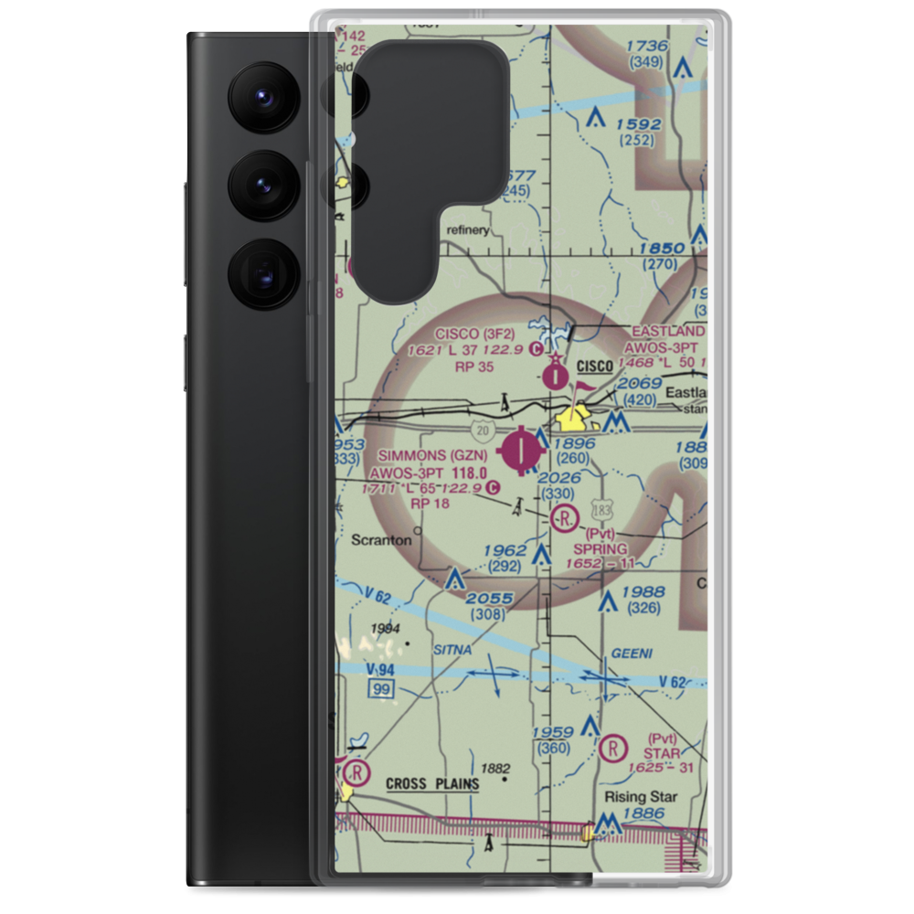 Gregory M. Simmons Memorial Airport (GZN) VFR Sectional Samsung Case Samsung Galaxy S22 Ultra model shown