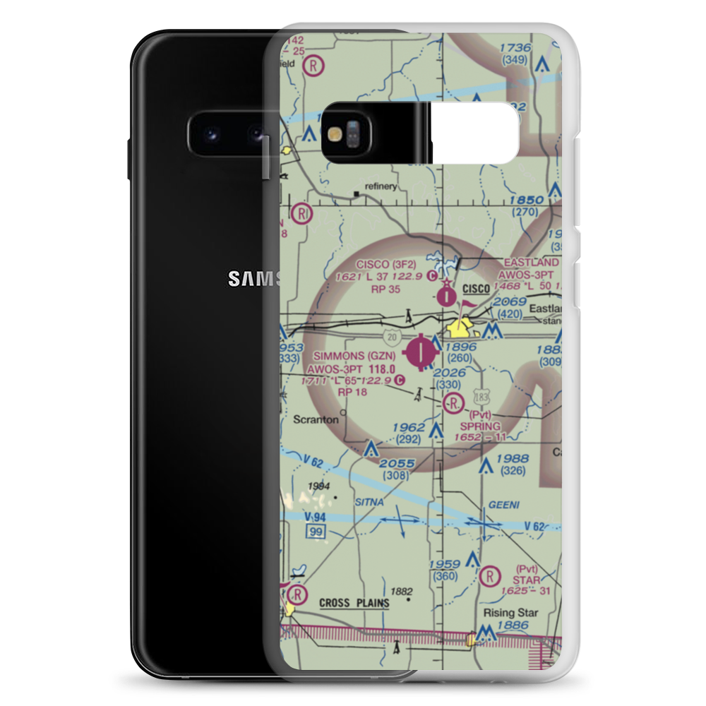 Gregory M. Simmons Memorial Airport (GZN) VFR Sectional Samsung Case Samsung Galaxy S10+ model shown