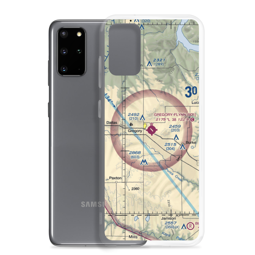 Gregory Municipal Airport - Flynn Field (9D1) VFR Sectional Samsung Case Samsung Galaxy S20 Plus model shown