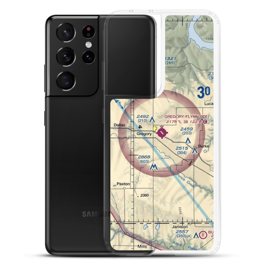 Gregory Municipal Airport - Flynn Field (9D1) VFR Sectional Samsung Case Samsung Galaxy S21 Ultra model shown