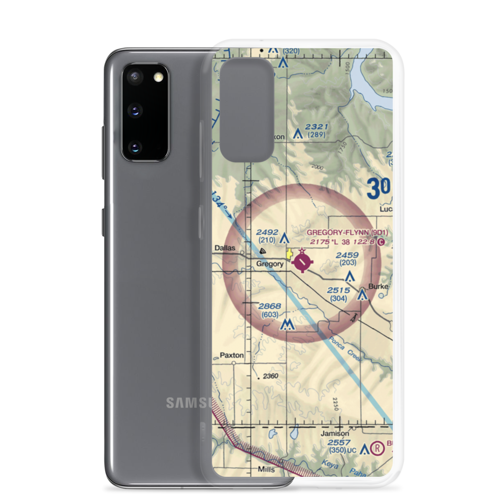 Gregory Municipal Airport - Flynn Field (9D1) VFR Sectional Samsung Case Samsung Galaxy S20 model shown