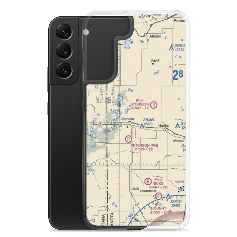 Grenora Centennial Airport (7N6) VFR Sectional Samsung Case Samsung Galaxy S22 Plus model shown