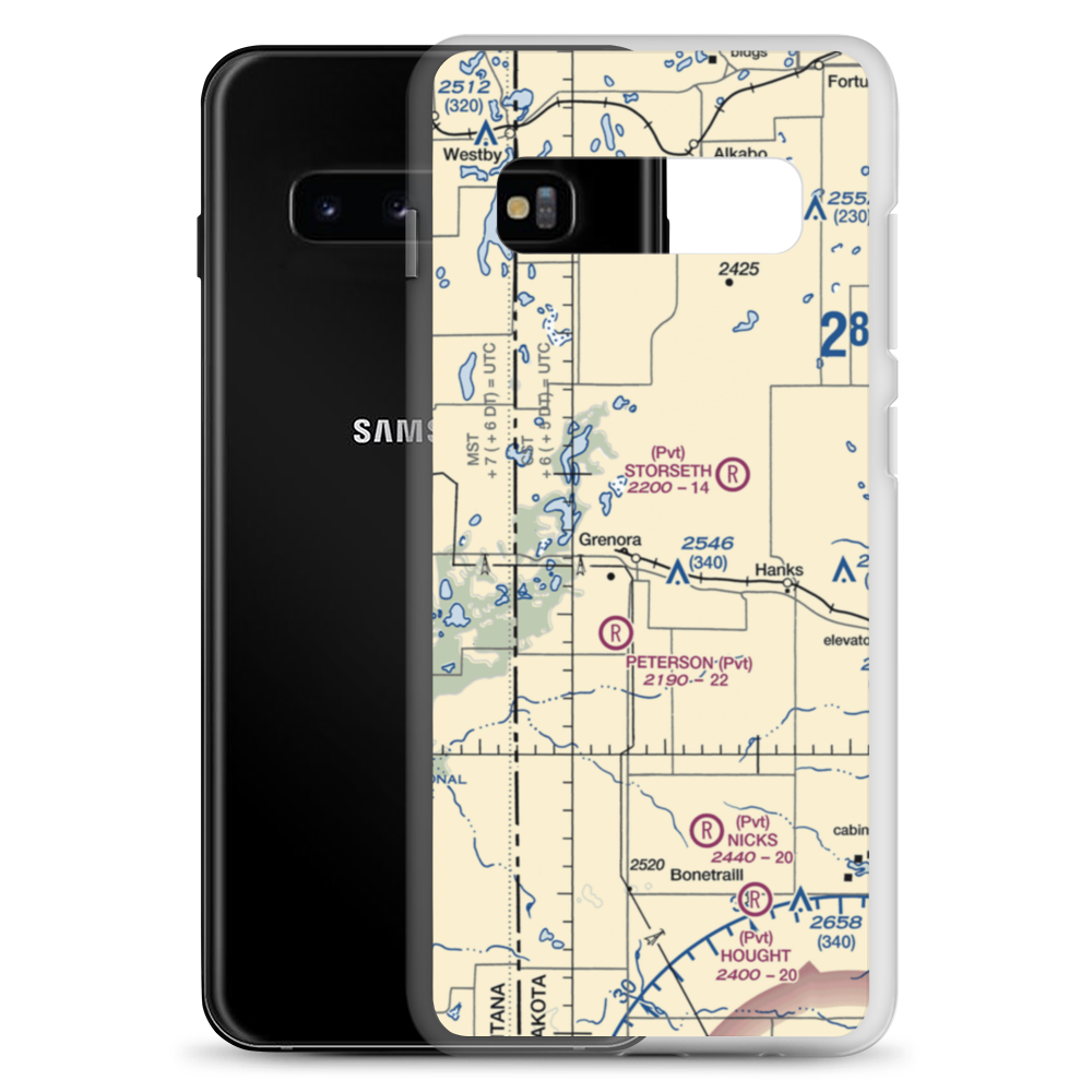 Grenora Centennial Airport (7N6) VFR Sectional Samsung Case Samsung Galaxy S10+ model shown
