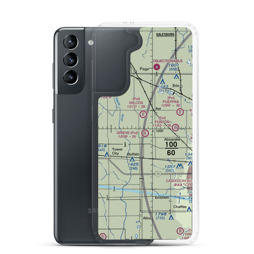 Grieve Airport (ND59) VFR Sectional Samsung Case Samsung Galaxy S21 model shown