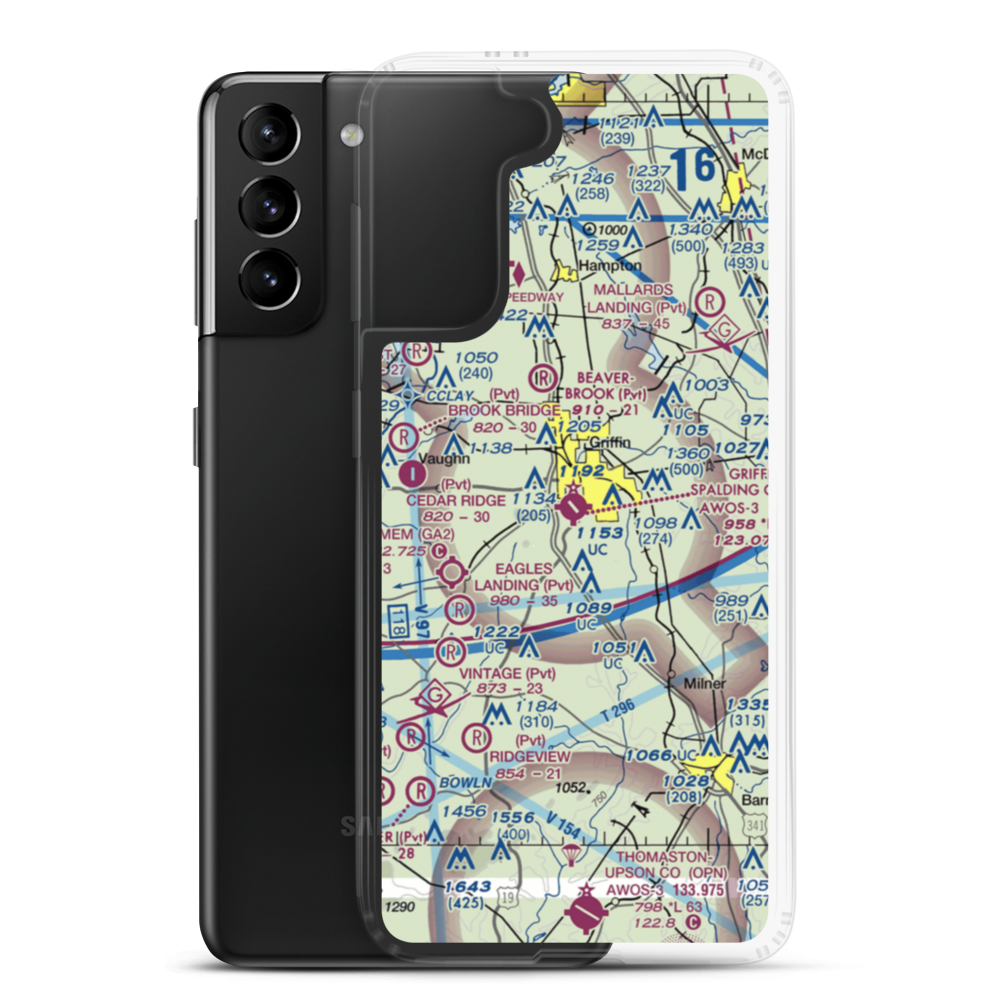 Griffin Spalding County Airport (6A2) VFR Sectional Samsung Case Samsung Galaxy S21 Plus model shown