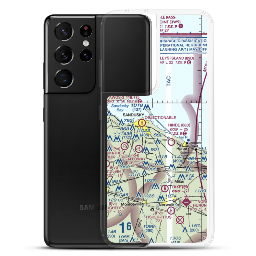 Griffing Sandusky Airport (SKY) VFR Sectional Samsung Case Samsung Galaxy S21 Ultra model shown