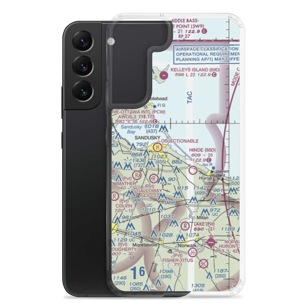 Griffing Sandusky Airport (SKY) VFR Sectional Samsung Case Samsung Galaxy S22 Plus model shown