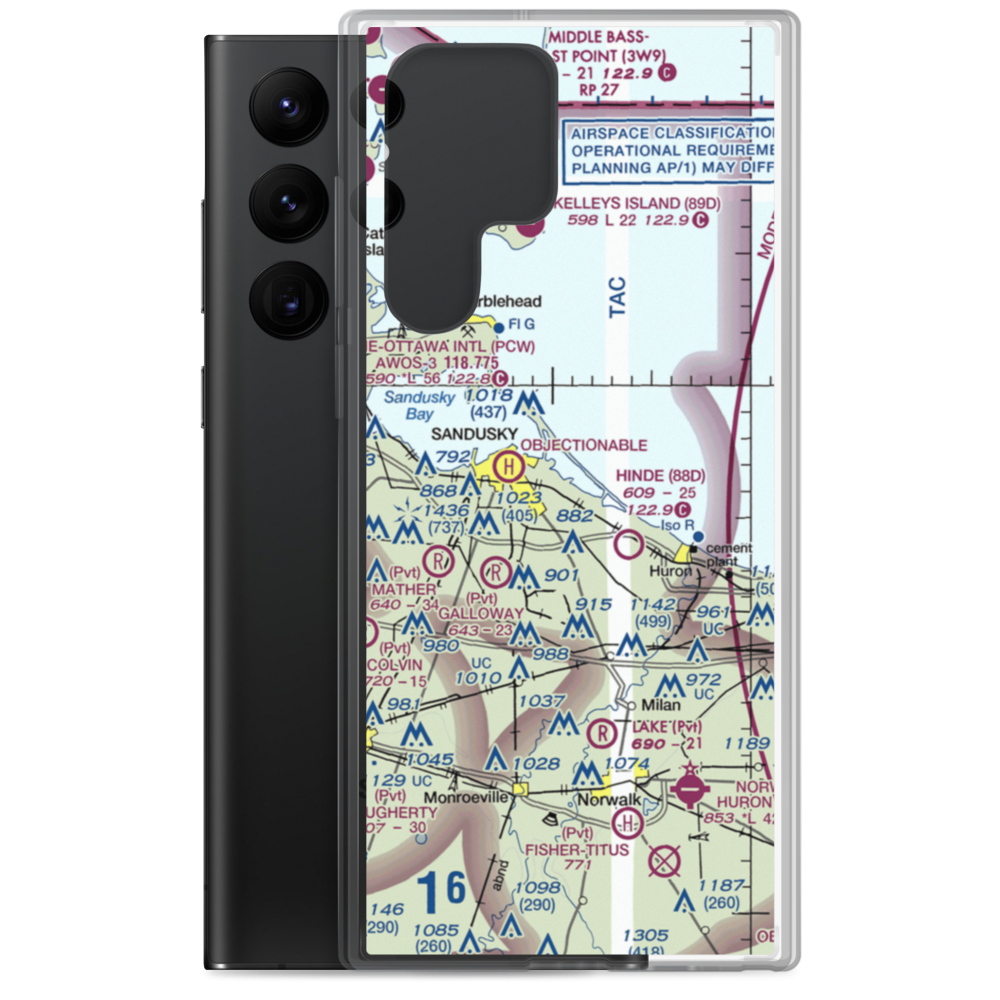 Griffing Sandusky Airport (SKY) VFR Sectional Samsung Case Samsung Galaxy S22 Ultra model shown