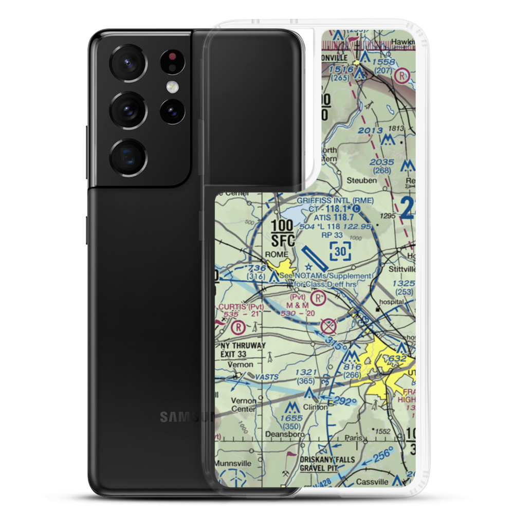 Griffiss International Airport (RME) VFR Sectional Samsung Case Samsung Galaxy S21 Ultra model shown