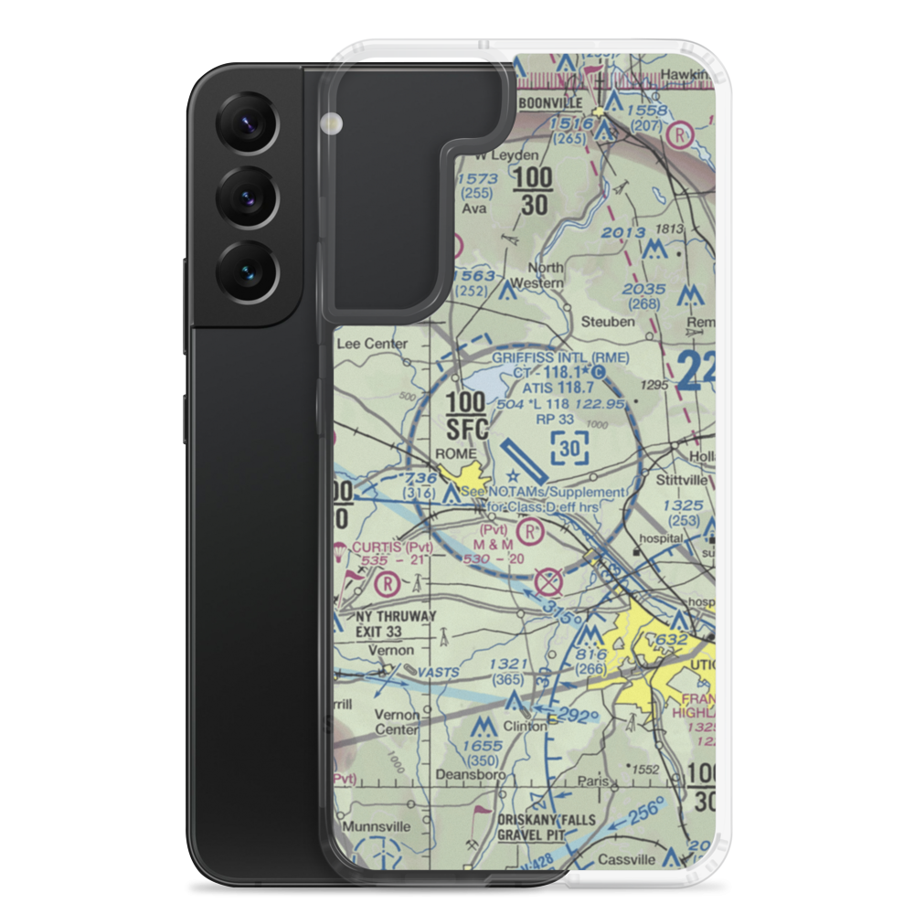Griffiss International Airport (RME) VFR Sectional Samsung Case Samsung Galaxy S22 Plus model shown