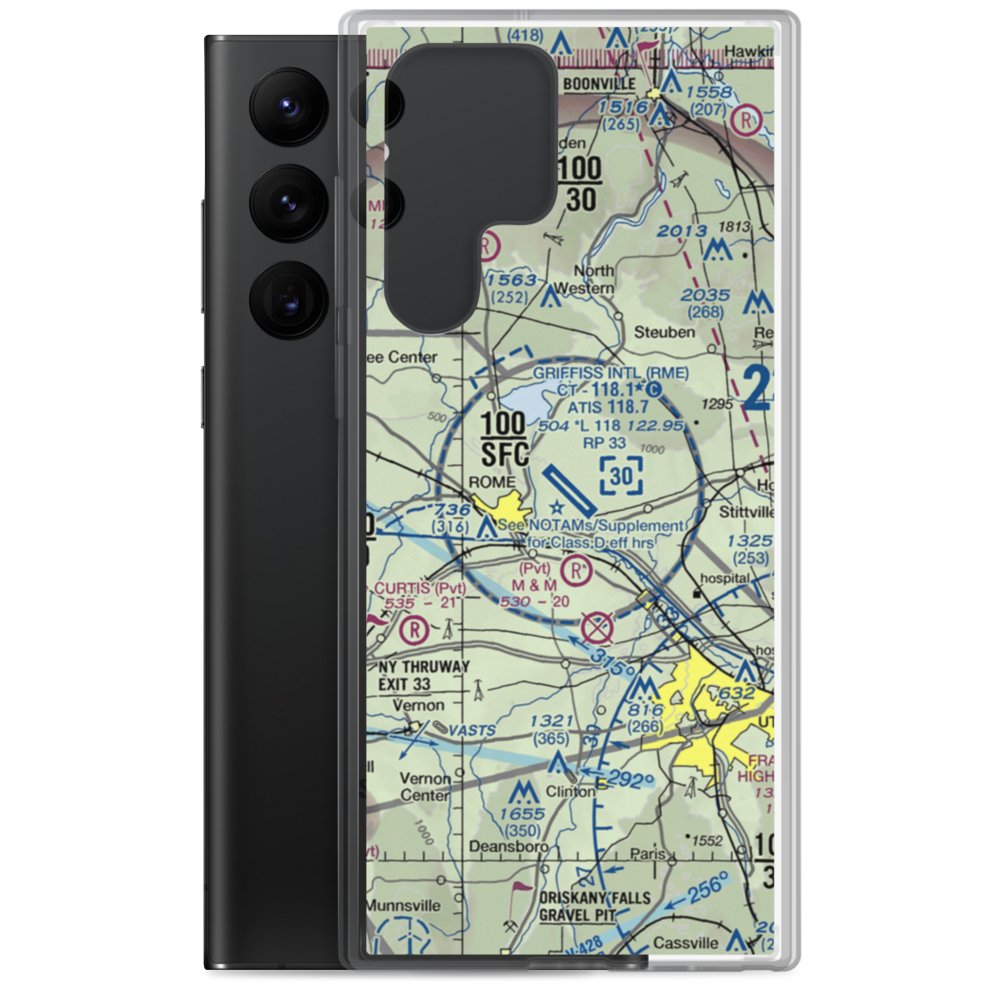 Griffiss International Airport (RME) VFR Sectional Samsung Case Samsung Galaxy S22 Ultra model shown