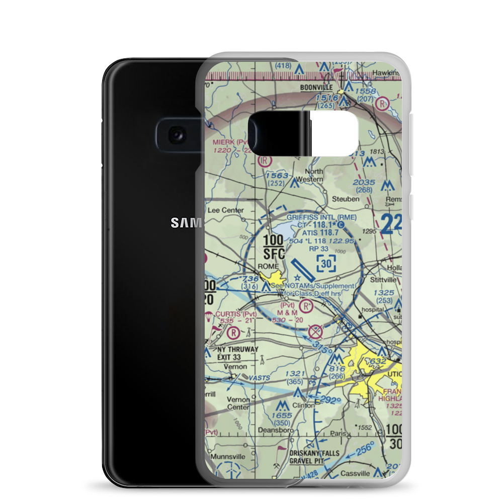Griffiss International Airport (RME) VFR Sectional Samsung Case Samsung Galaxy S10e model shown