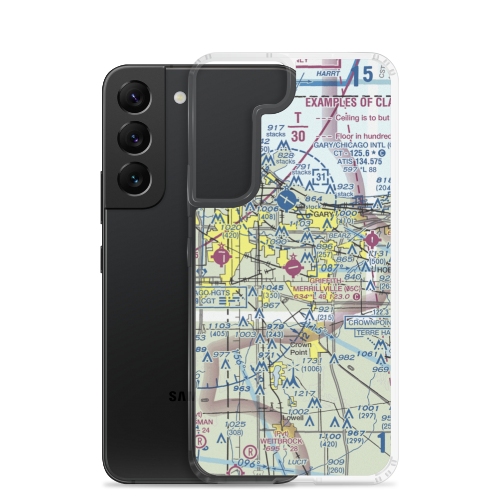 Griffith-Merrillville Airport (05C) VFR Sectional Samsung Case Samsung Galaxy S22 model shown
