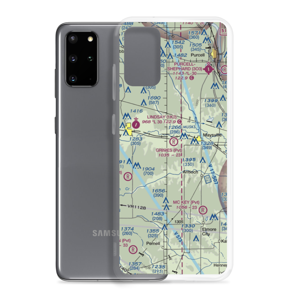 Grimes Airport (1OK7) VFR Sectional Samsung Case Samsung Galaxy S20 Plus model shown