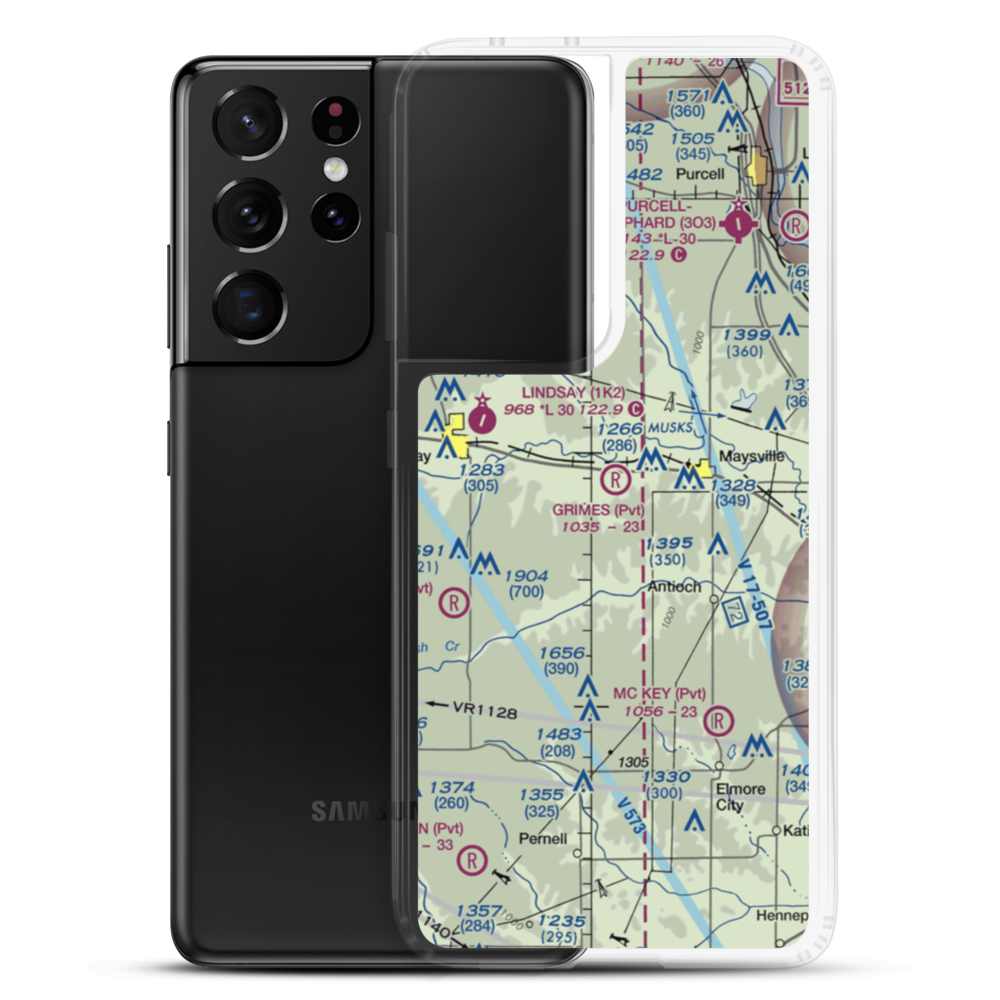 Grimes Airport (1OK7) VFR Sectional Samsung Case Samsung Galaxy S21 Ultra model shown