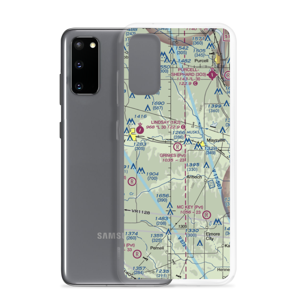Grimes Airport (1OK7) VFR Sectional Samsung Case Samsung Galaxy S20 model shown