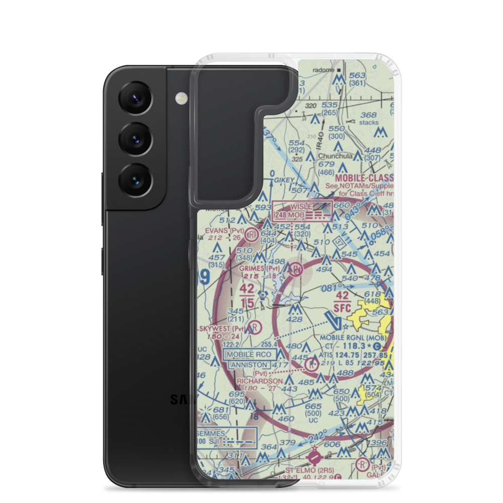 Grimes Field (AL74) VFR Sectional Samsung Case Samsung Galaxy S22 model shown