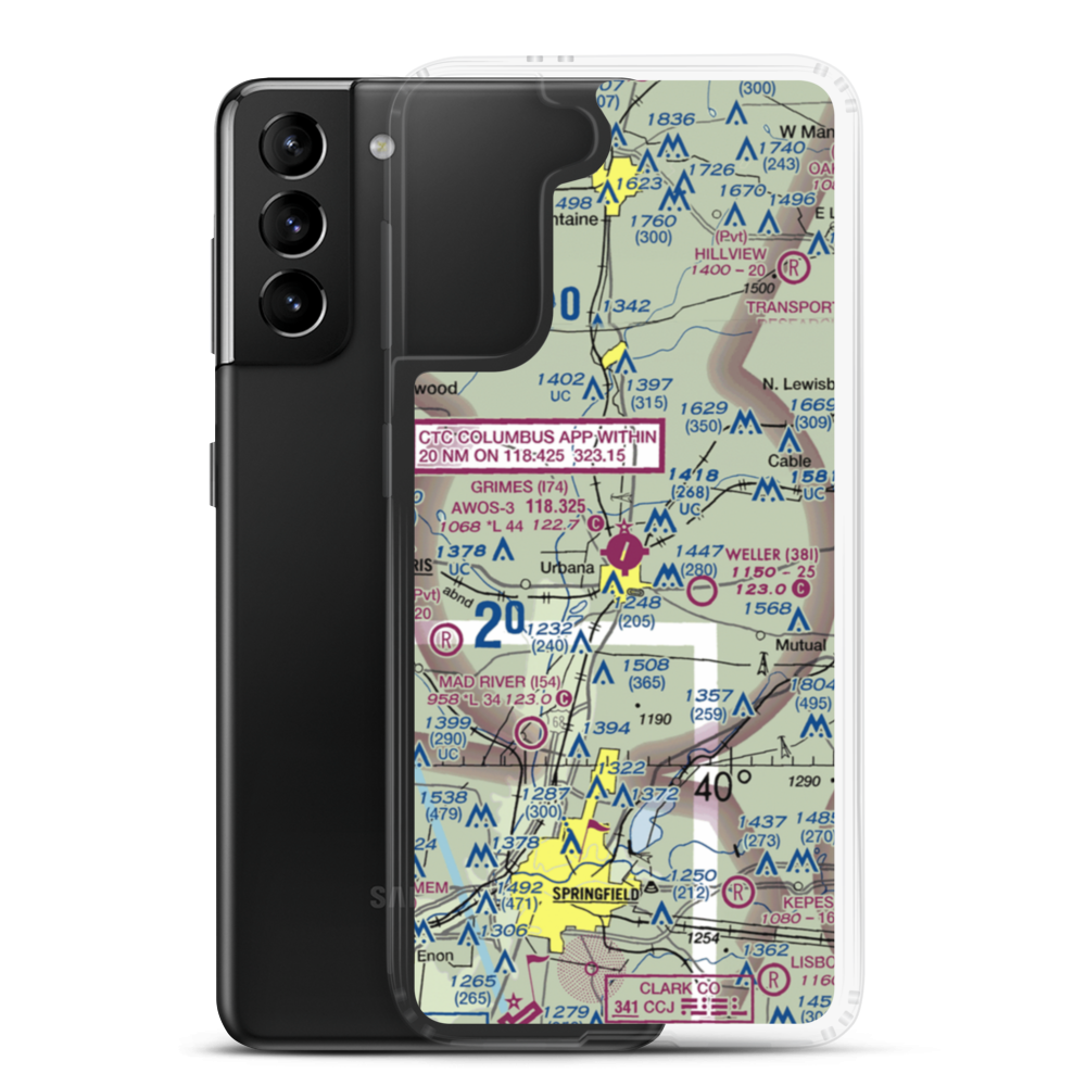 Grimes Field (I74) VFR Sectional Samsung Case Samsung Galaxy S21 Plus model shown