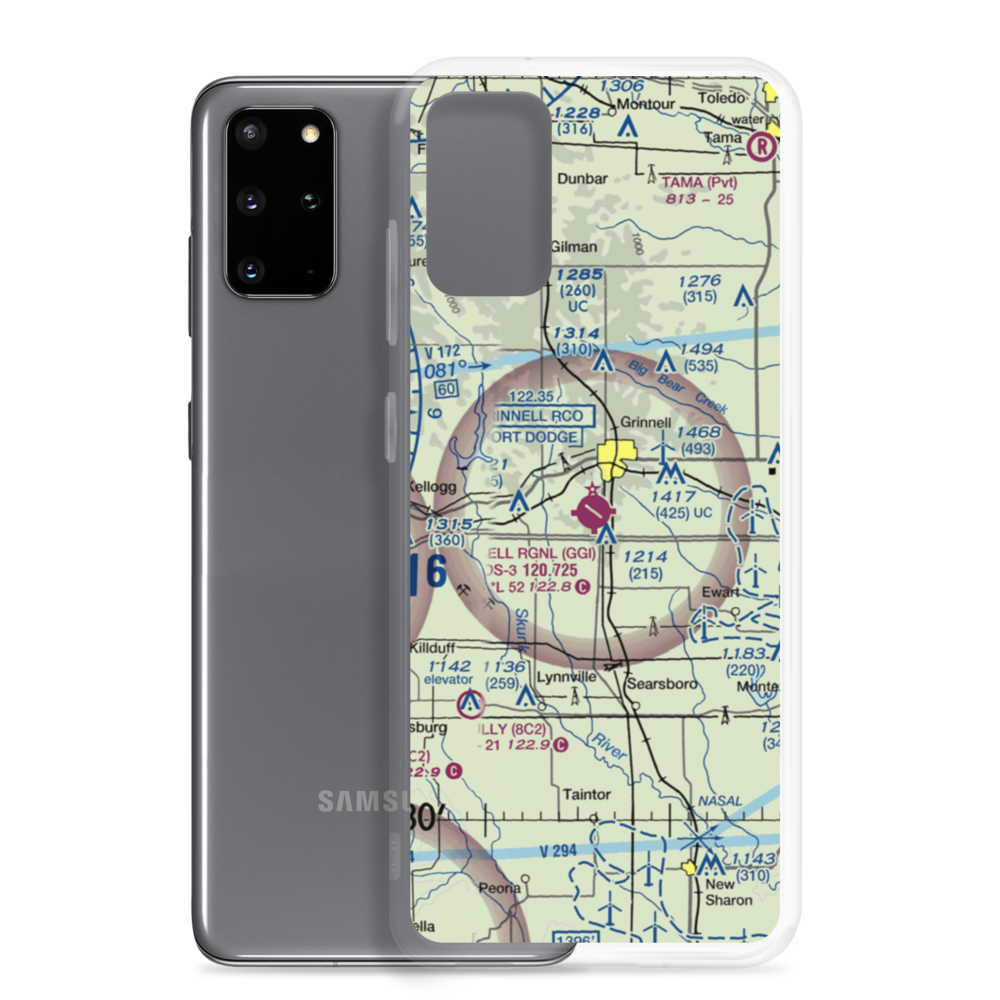 Grinnell Regional Airport (GGI) VFR Sectional Samsung Case Samsung Galaxy S20 Plus model shown