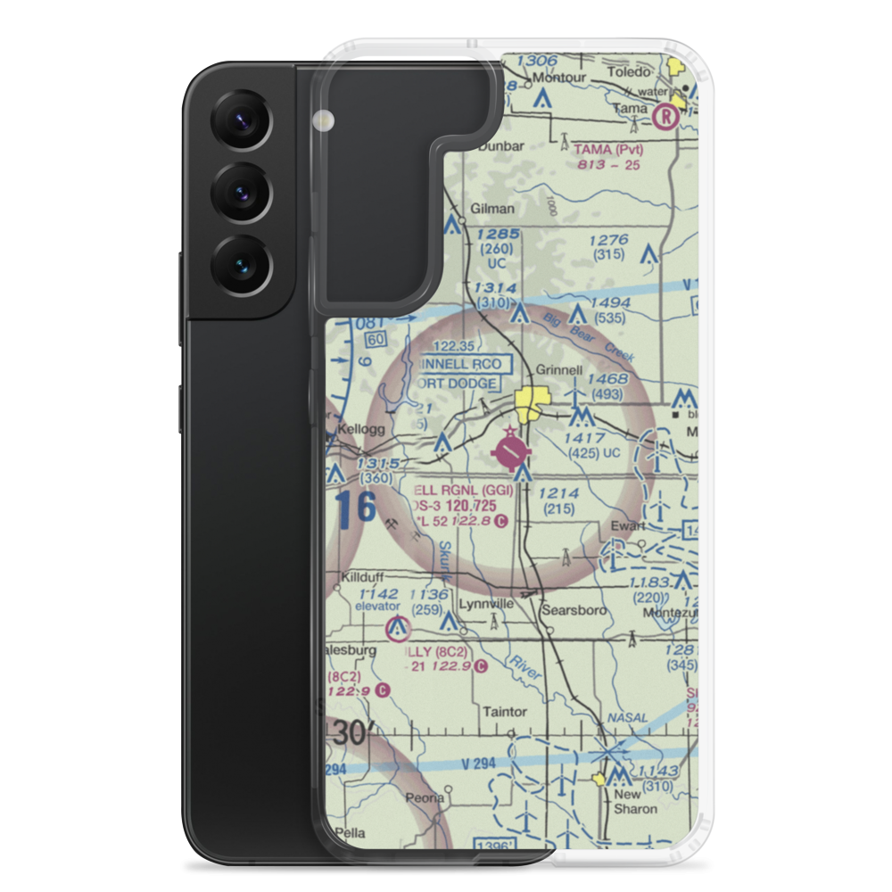 Grinnell Regional Airport (GGI) VFR Sectional Samsung Case Samsung Galaxy S22 Plus model shown