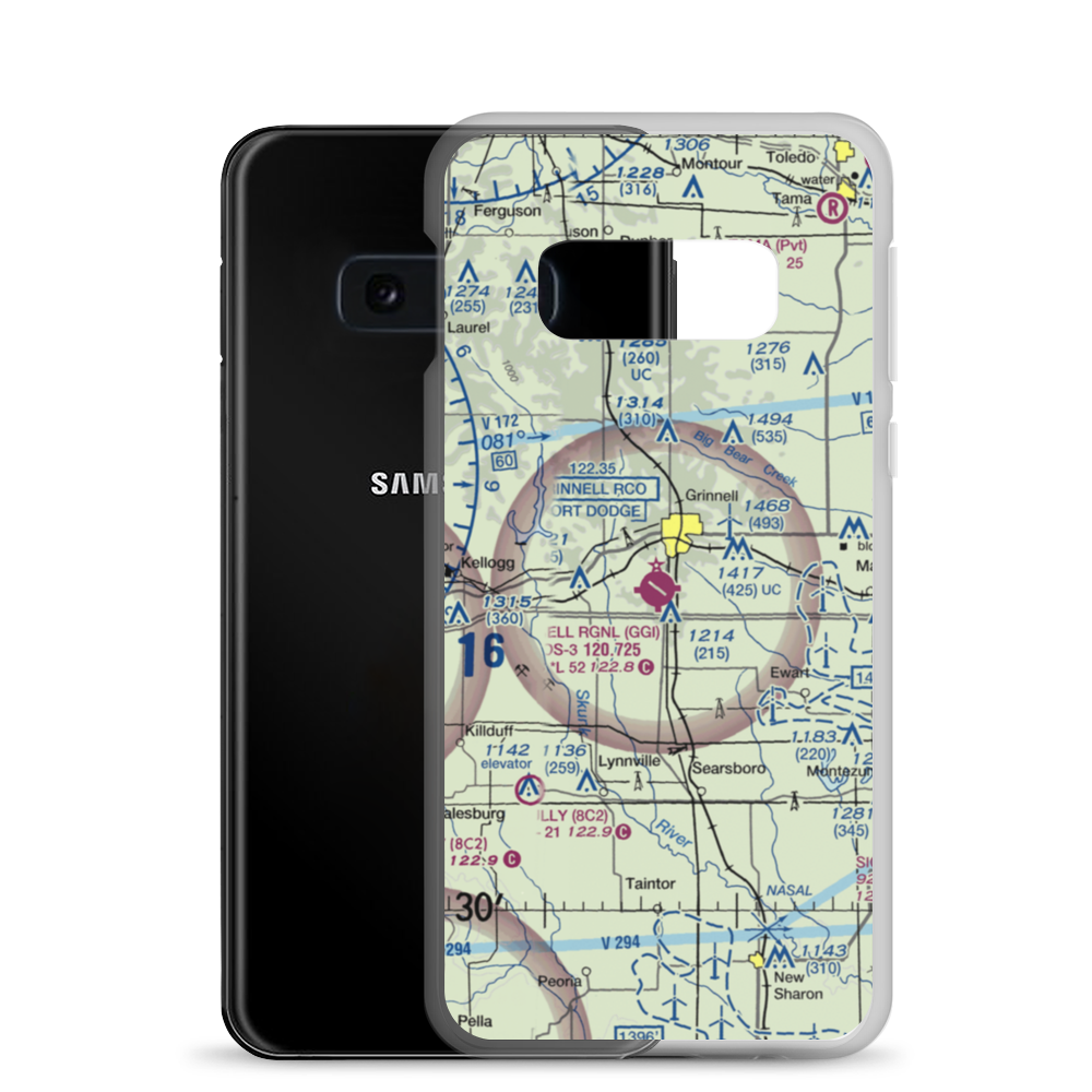 Grinnell Regional Airport (GGI) VFR Sectional Samsung Case Samsung Galaxy S10e model shown