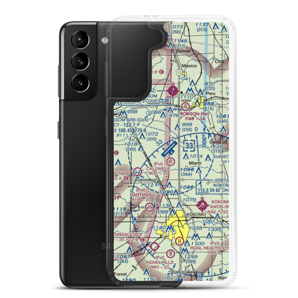 Grissom Air Reserve Base (GUS) VFR Sectional Samsung Case Samsung Galaxy S21 Plus model shown