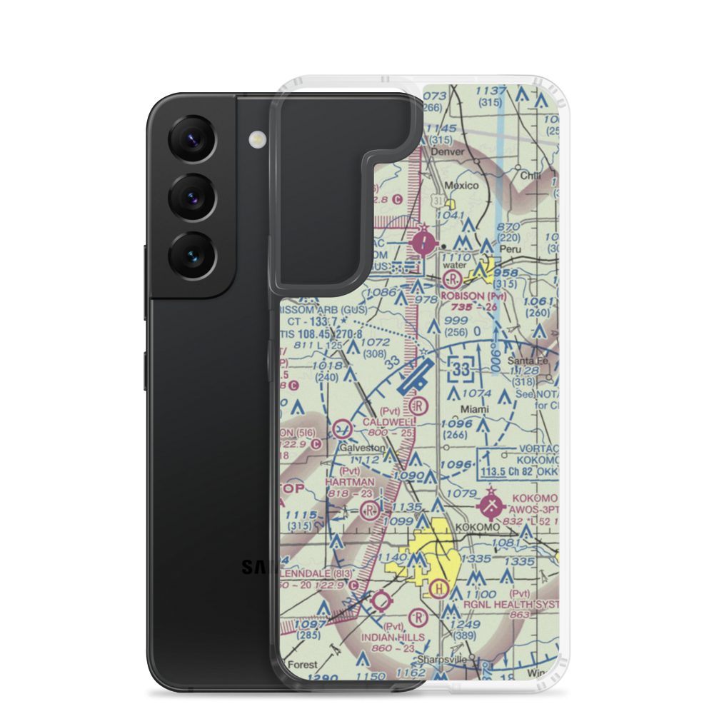 Grissom Air Reserve Base (GUS) VFR Sectional Samsung Case Samsung Galaxy S22 model shown