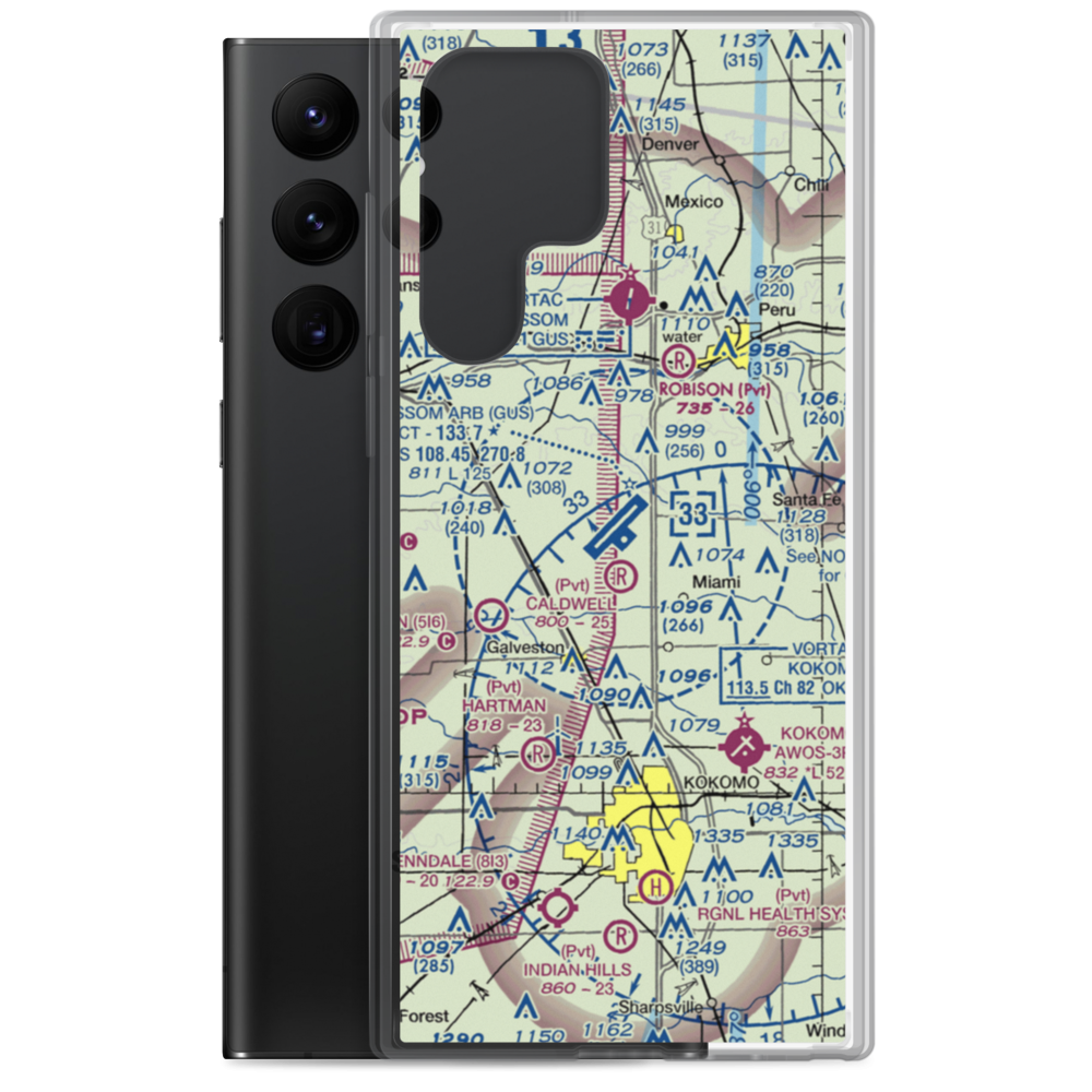 Grissom Air Reserve Base (GUS) VFR Sectional Samsung Case Samsung Galaxy S22 Ultra model shown