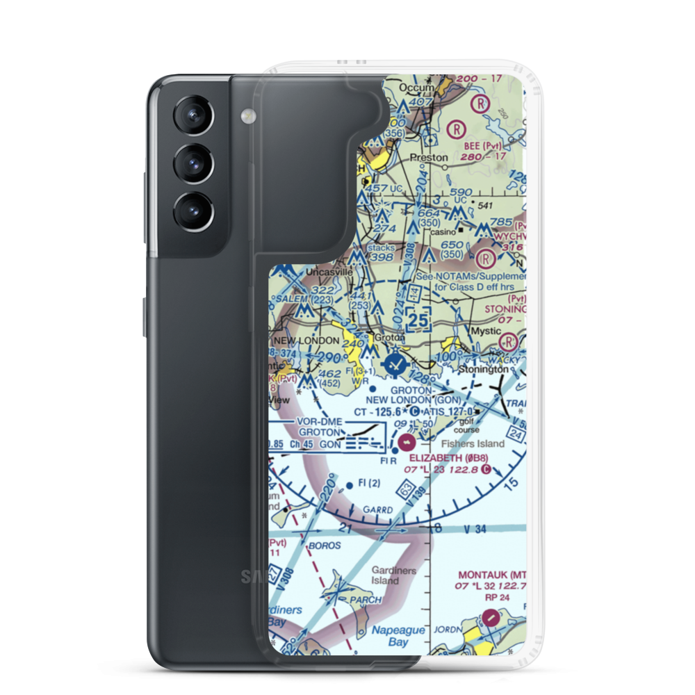 Groton New London Airport (GON) VFR Sectional Samsung Case Samsung Galaxy S21 model shown