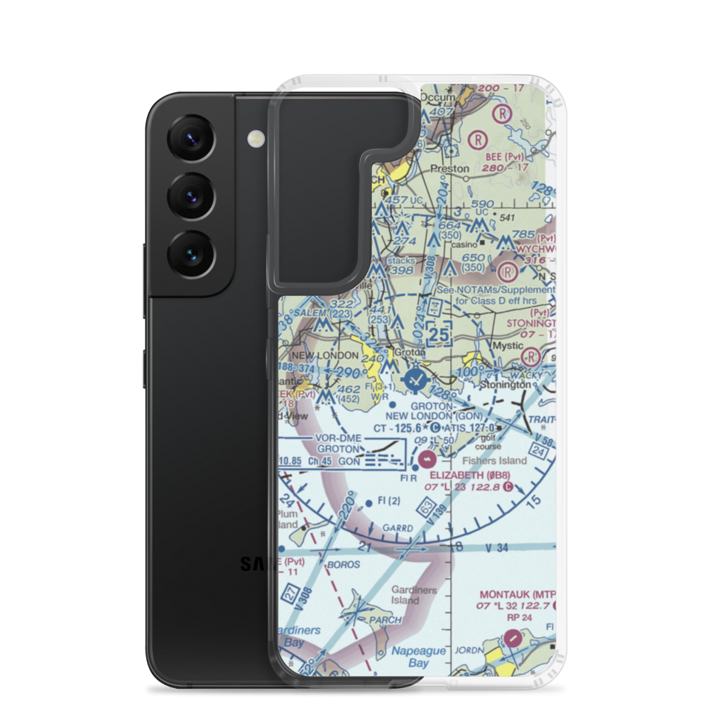 Groton New London Airport (GON) VFR Sectional Samsung Case Samsung Galaxy S22 model shown