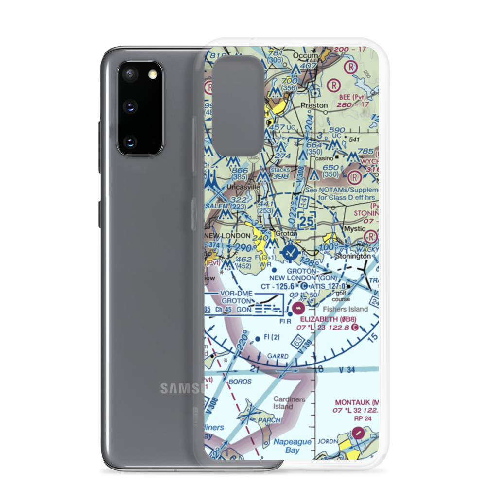 Groton New London Airport (GON) VFR Sectional Samsung Case Samsung Galaxy S20 model shown