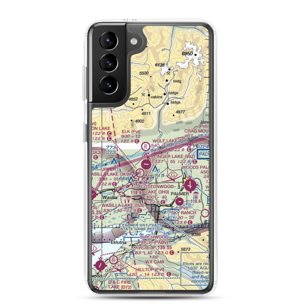 Grouse Ridge Airport (AK93) VFR Sectional Samsung Case Samsung Galaxy S21 Plus model shown