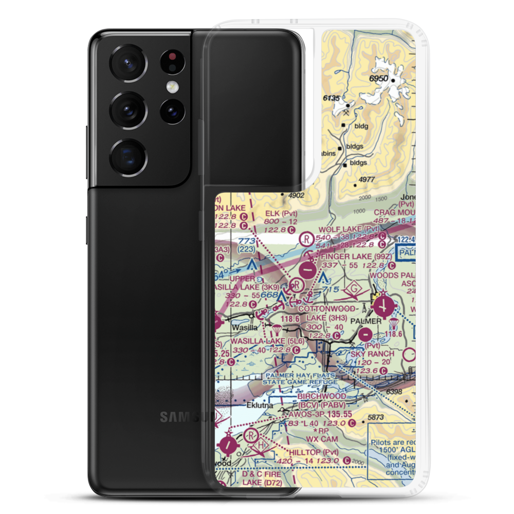 Grouse Ridge Airport (AK93) VFR Sectional Samsung Case Samsung Galaxy S21 Ultra model shown