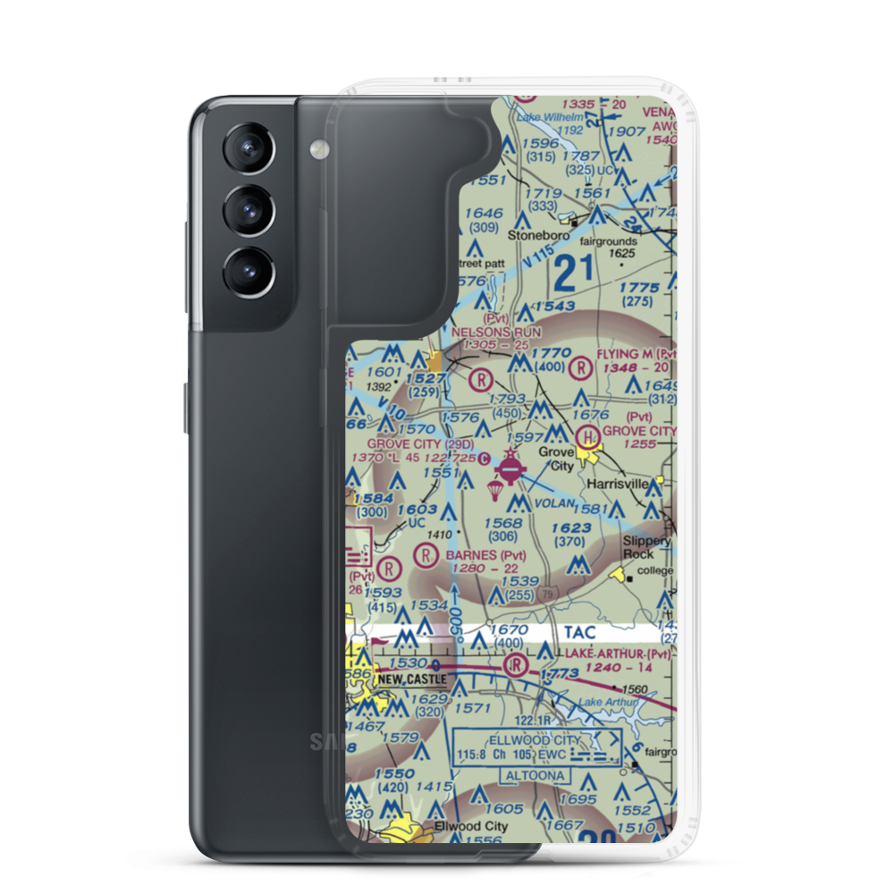 Grove City Airport (29D) VFR Sectional Samsung Case Samsung Galaxy S21 model shown
