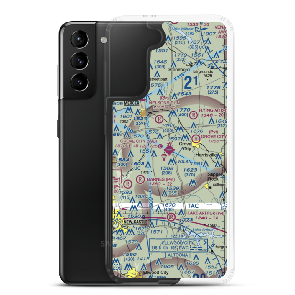 Grove City Airport (29D) VFR Sectional Samsung Case Samsung Galaxy S21 Plus model shown