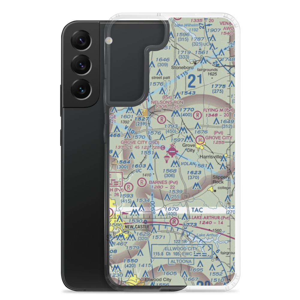 Grove City Airport (29D) VFR Sectional Samsung Case Samsung Galaxy S22 Plus model shown