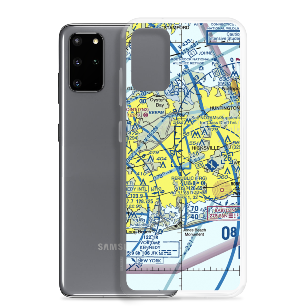 Grumman Bethpage Airport (BPA) VFR Sectional Samsung Case Samsung Galaxy S20 Plus model shown