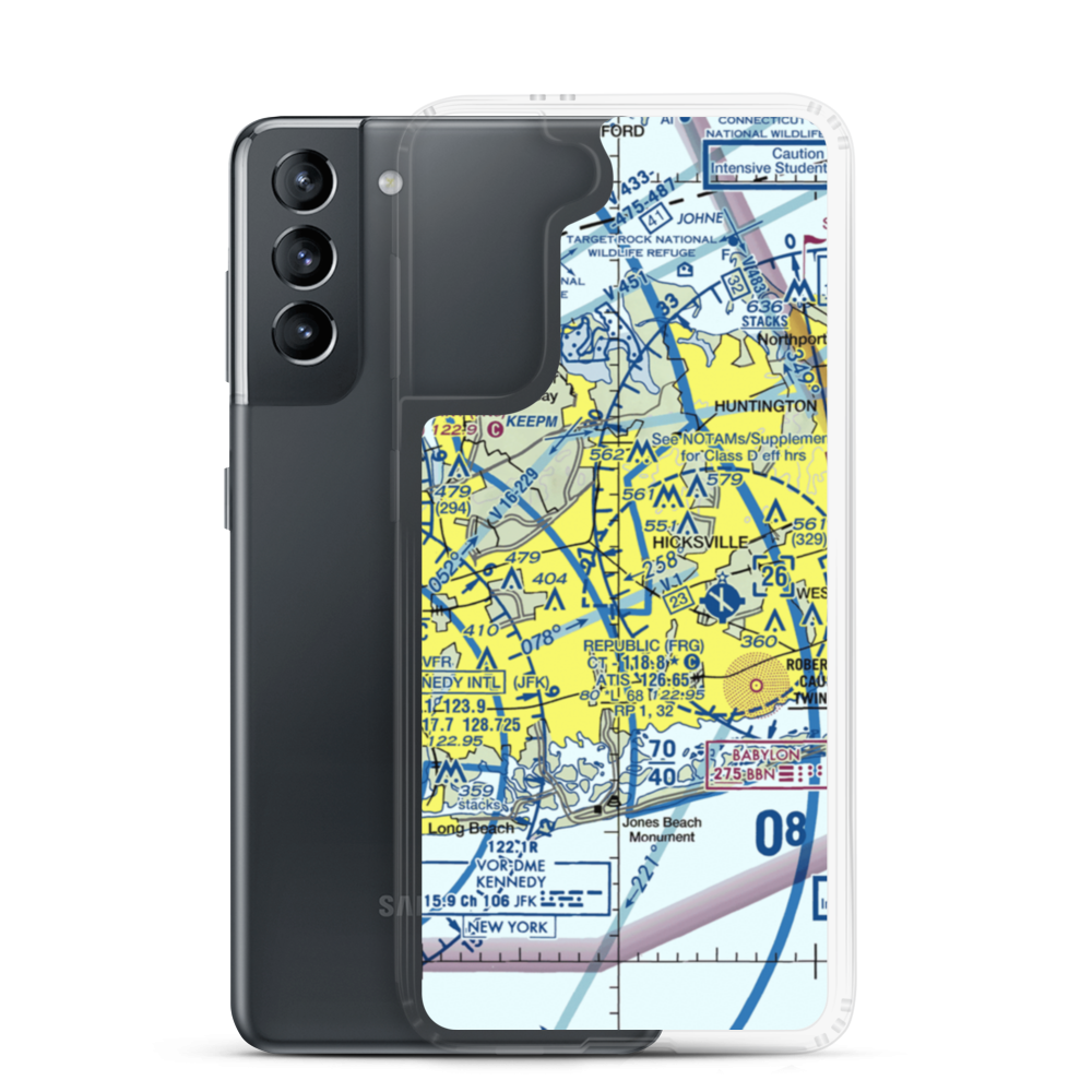 Grumman Bethpage Airport (BPA) VFR Sectional Samsung Case Samsung Galaxy S21 model shown