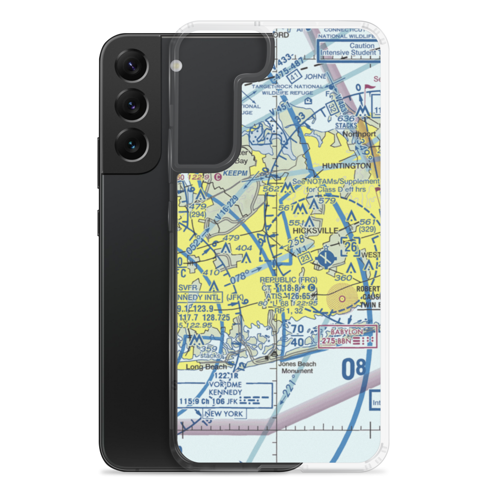 Grumman Bethpage Airport (BPA) VFR Sectional Samsung Case Samsung Galaxy S22 Plus model shown