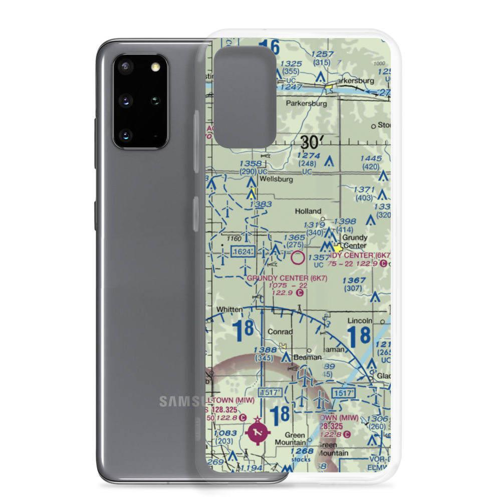 Grundy Center Municipal Airport (6K7) VFR Sectional Samsung Case Samsung Galaxy S20 Plus model shown
