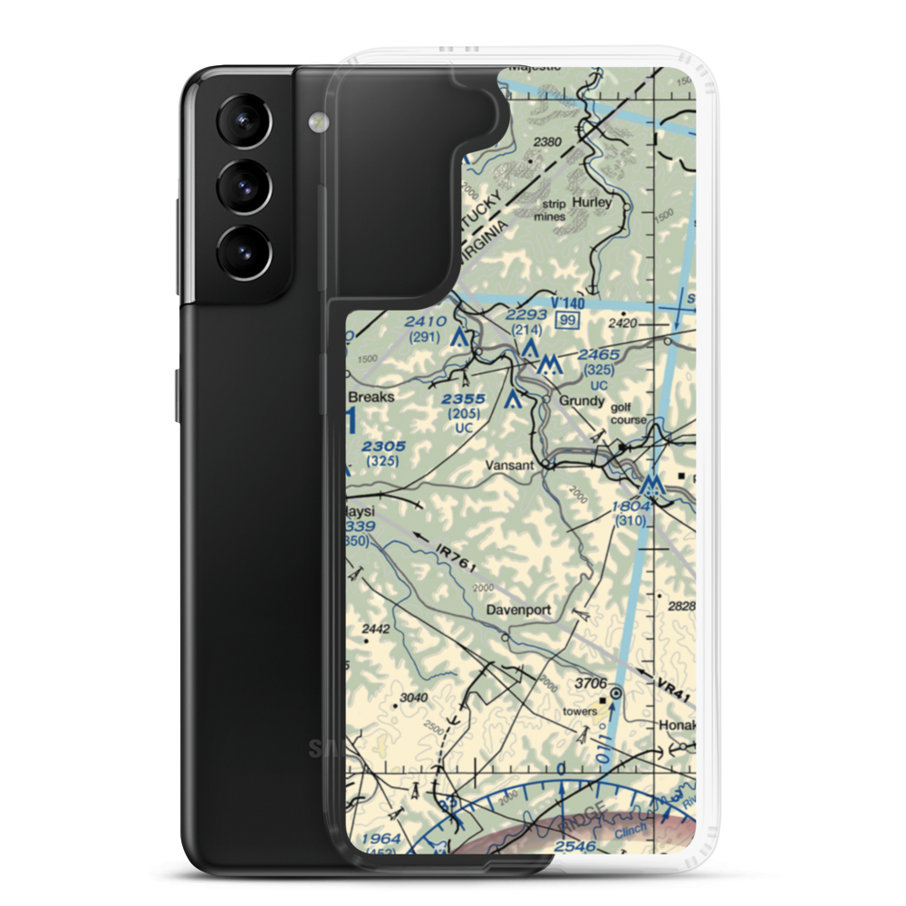Grundy Municipal Airport (GDY) VFR Sectional Samsung Case Samsung Galaxy S21 Plus model shown