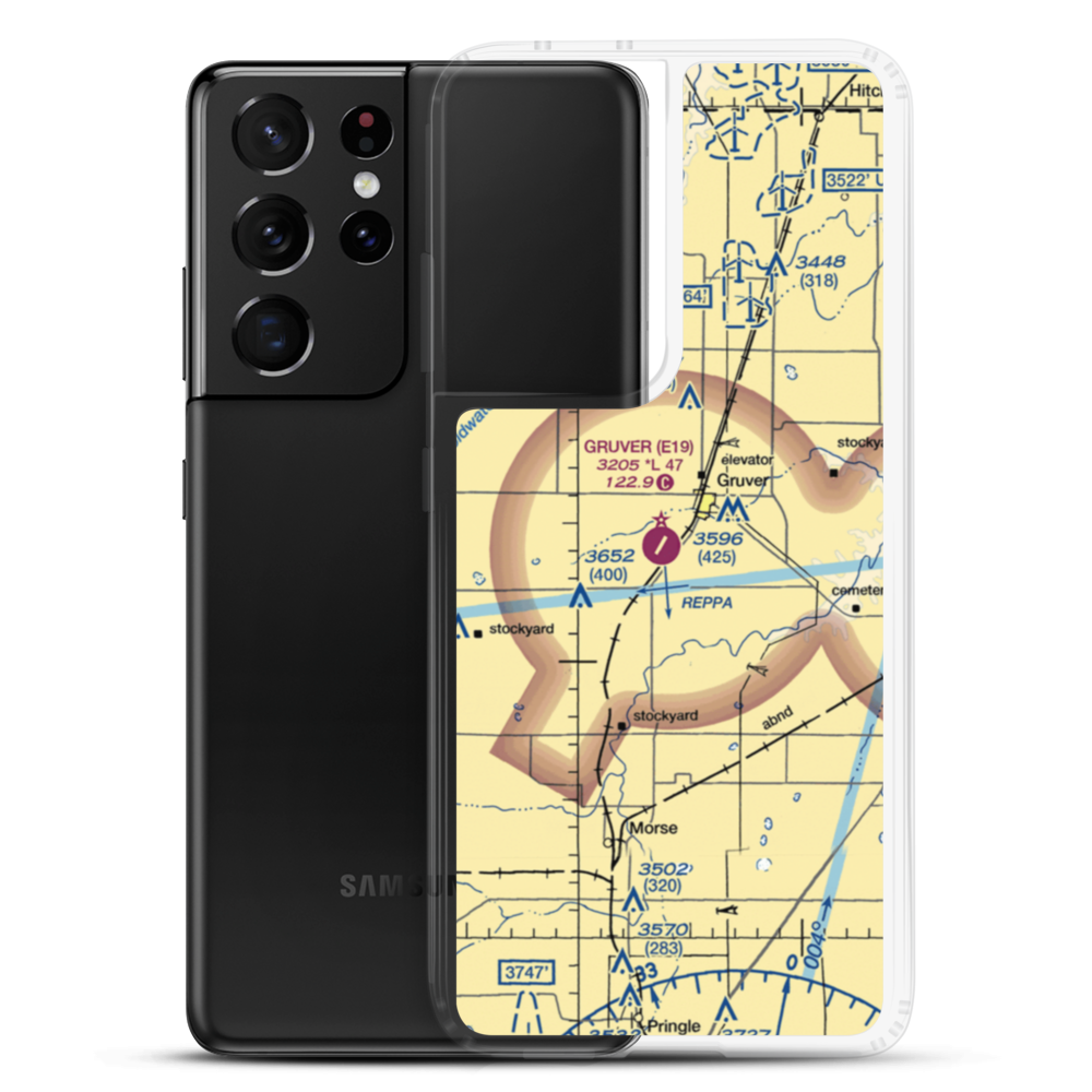 Gruver Municipal Airport (E19) VFR Sectional Samsung Case Samsung Galaxy S21 Ultra model shown