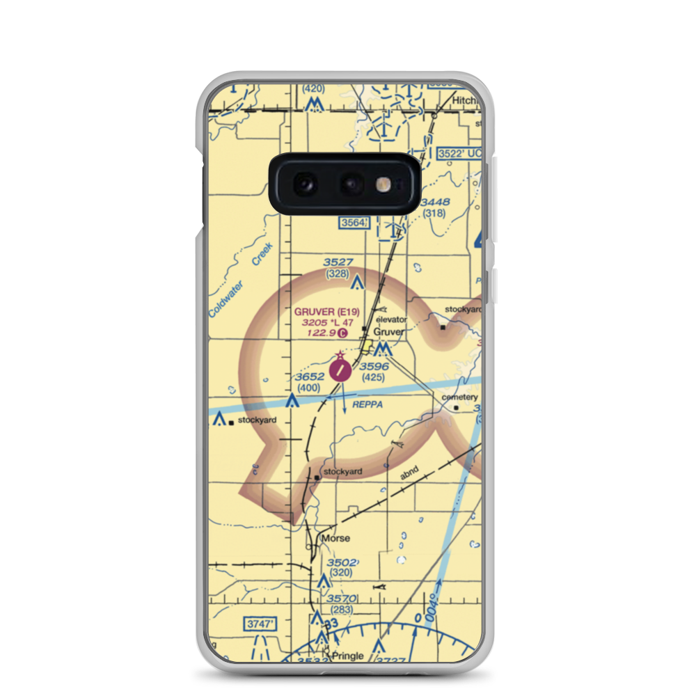 Gruver Municipal Airport (E19) VFR Sectional Samsung Case Samsung Galaxy S10e model shown